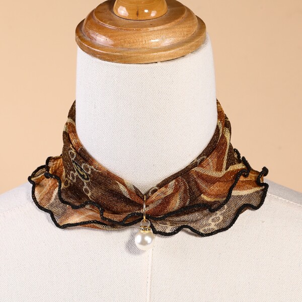 

Faux Pearl Decor Ring Scarf, Multicolor