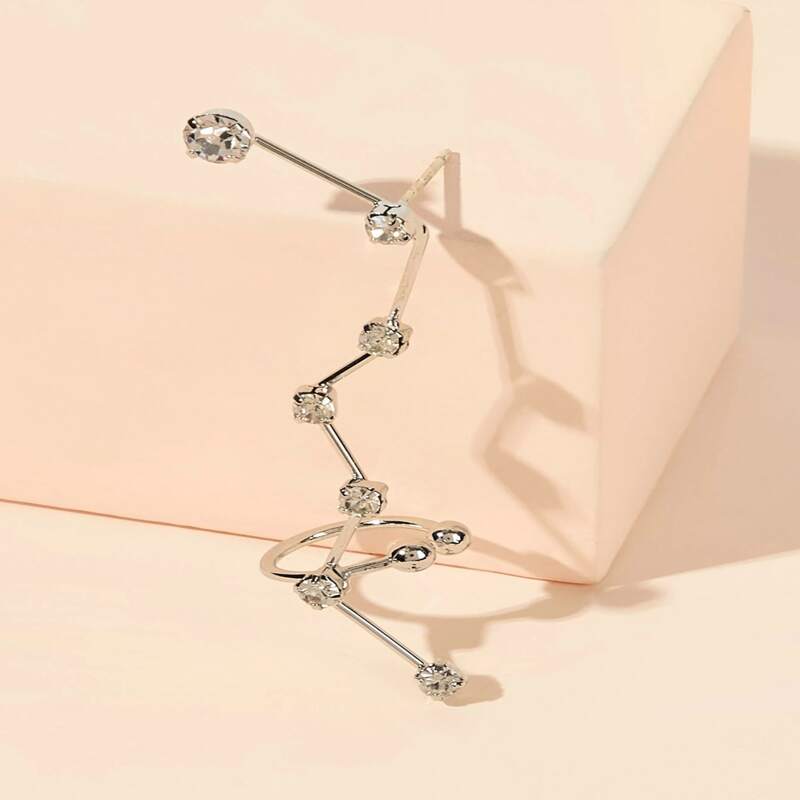 

1pc Rhinestone Ear Cuff, Silver