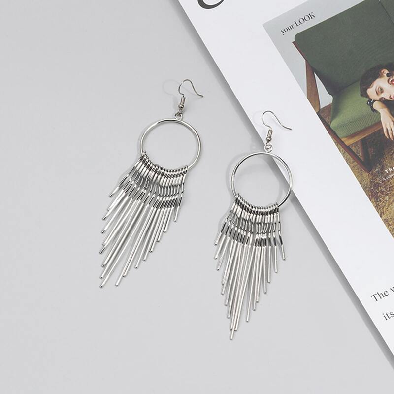 

Tassel Drop Earrings, Silver