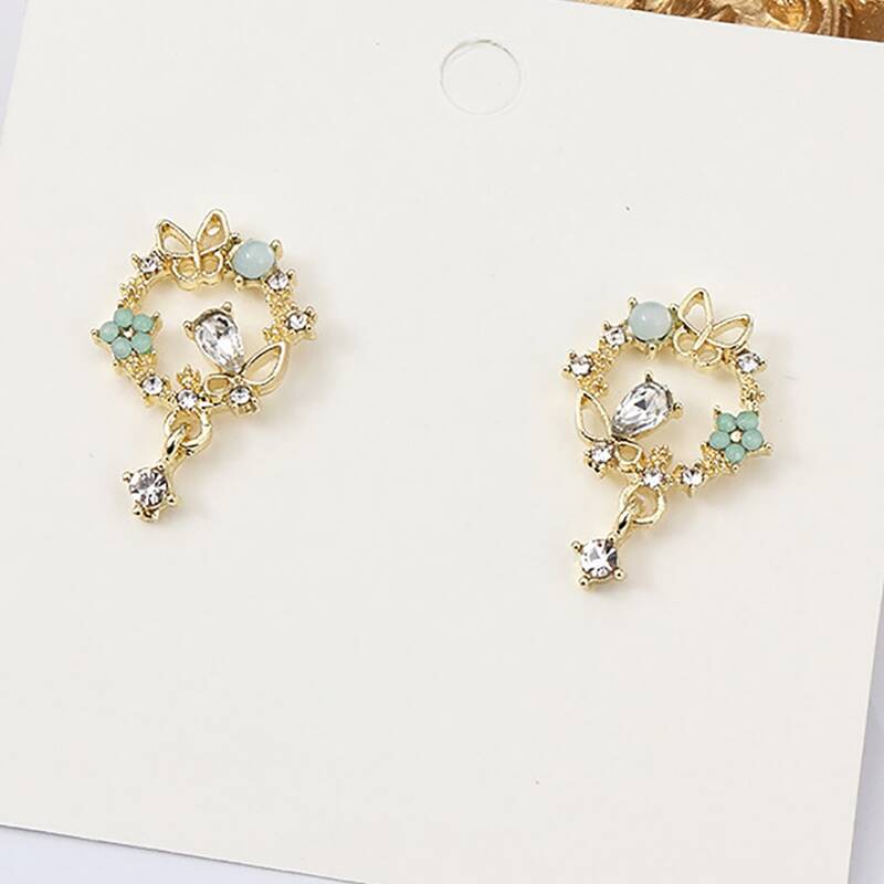 

Rhinestone Butterfly Earrings, Gold