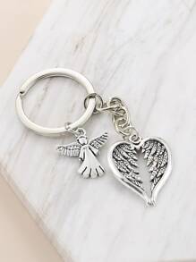 Wings Charm Keychain Valentine's Day Valentines Car Accessories Bag Charm School Cartoon Cute Goth Y2k - Silver - View 2