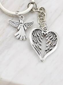 Wings Charm Keychain Valentine's Day Valentines Car Accessories Bag Charm School Cartoon Cute Goth Y2k - Silver - View 3