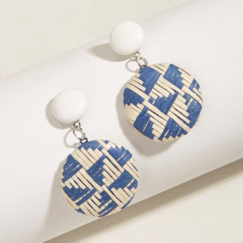 

Color Block Drop Earrings, Blue