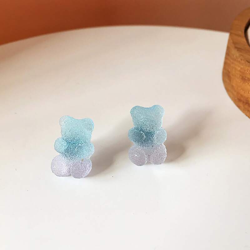 

Bear Stud Earrings, Baby blue
