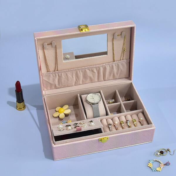 

1pc Gradient Color Jewelry Box, Pink
