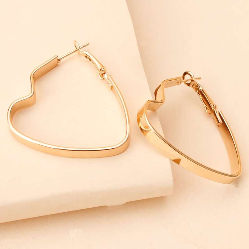 

Heart Hoop Earrings, Gold