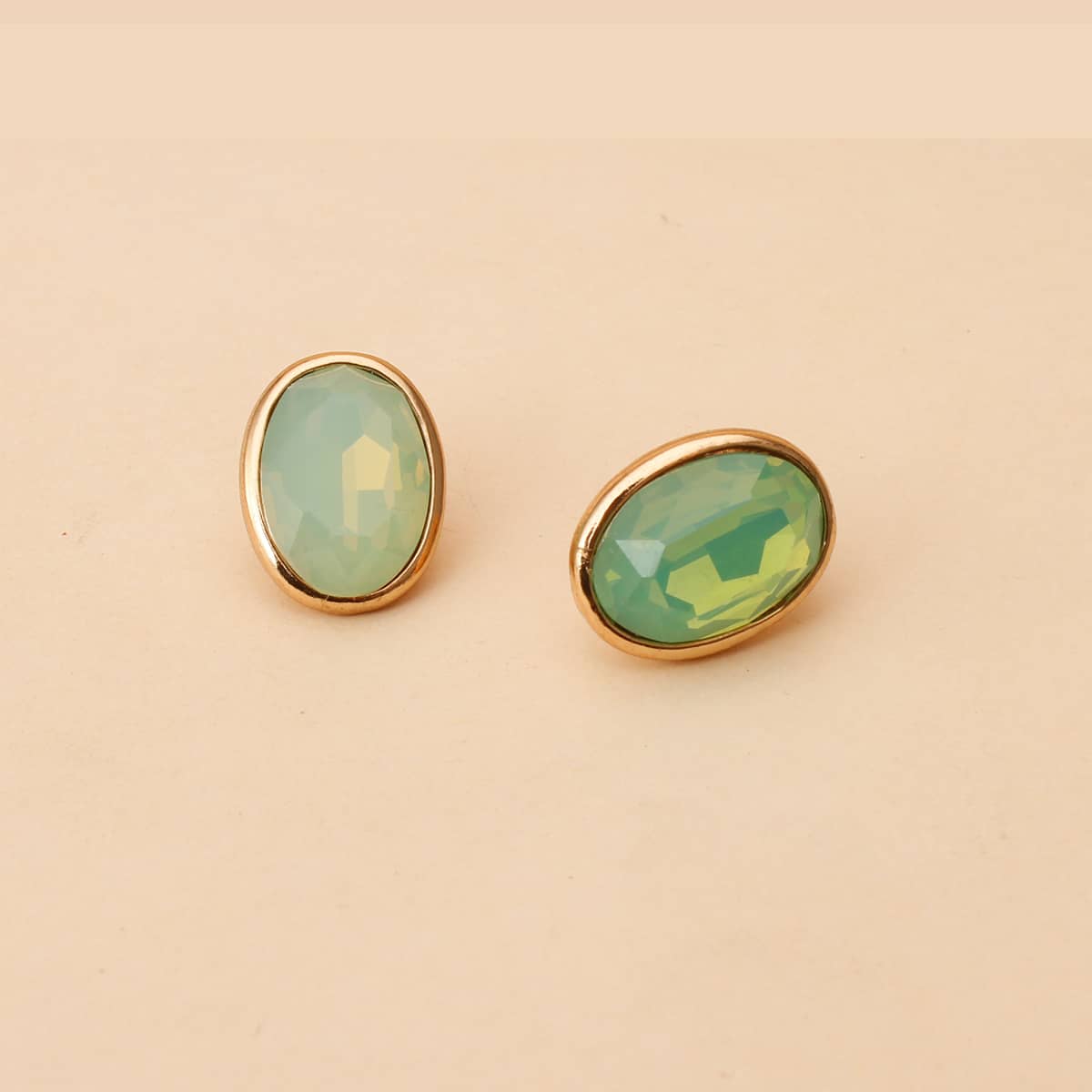 

Oval Stud Earrings, Green