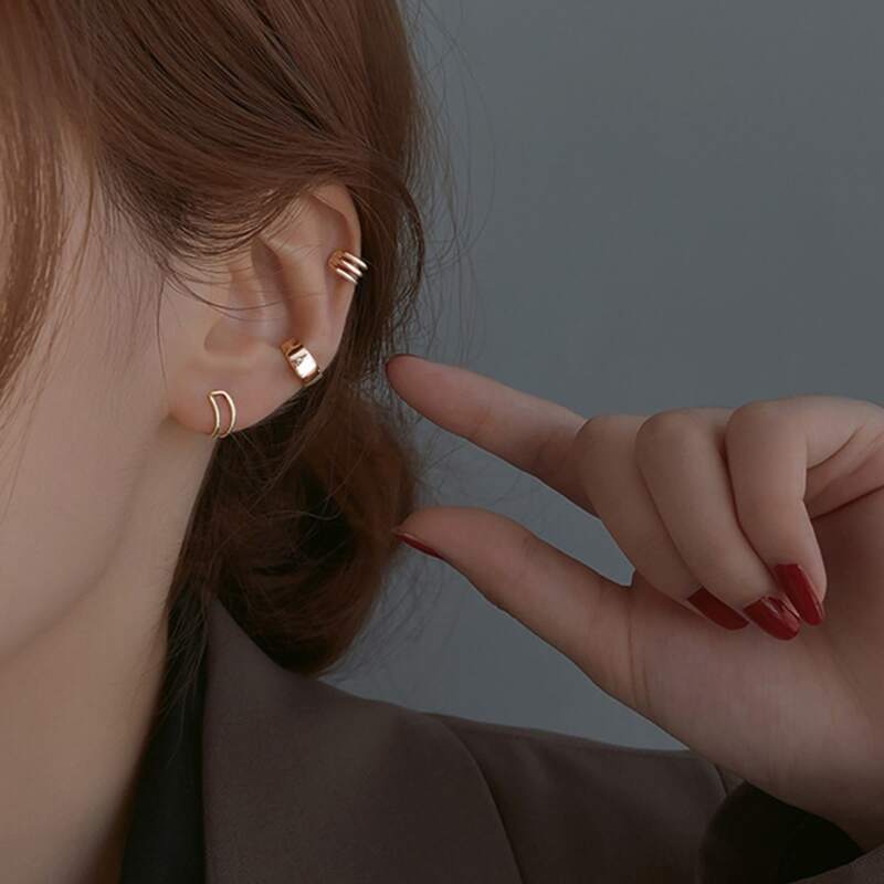 

3pcs Minimalist Ear Cuff, Gold