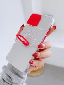 Slide Camera Cover Phone Case With Ring Holder - Red - View 3