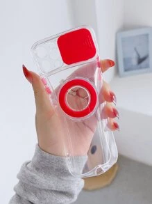 Slide Camera Cover Phone Case With Ring Holder - Red - View 4