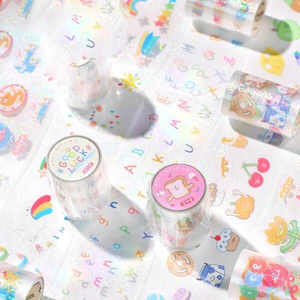 

1roll Cartoon Graphic Random Washi Tape, Multicolor