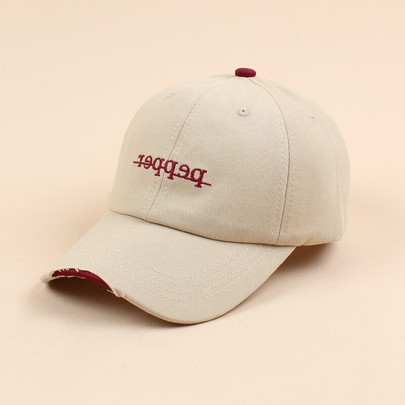 

Letter Embroidery Baseball Cap, Beige