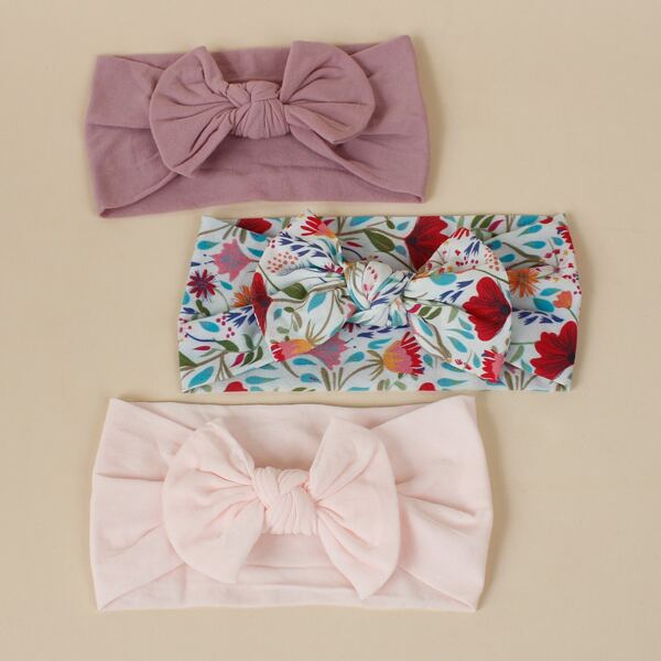

3pcs Baby Bow Decor Hair Band, Multicolor