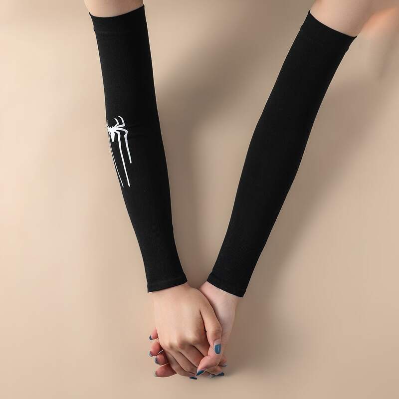 

Spider Long Fingerless Gloves, Black