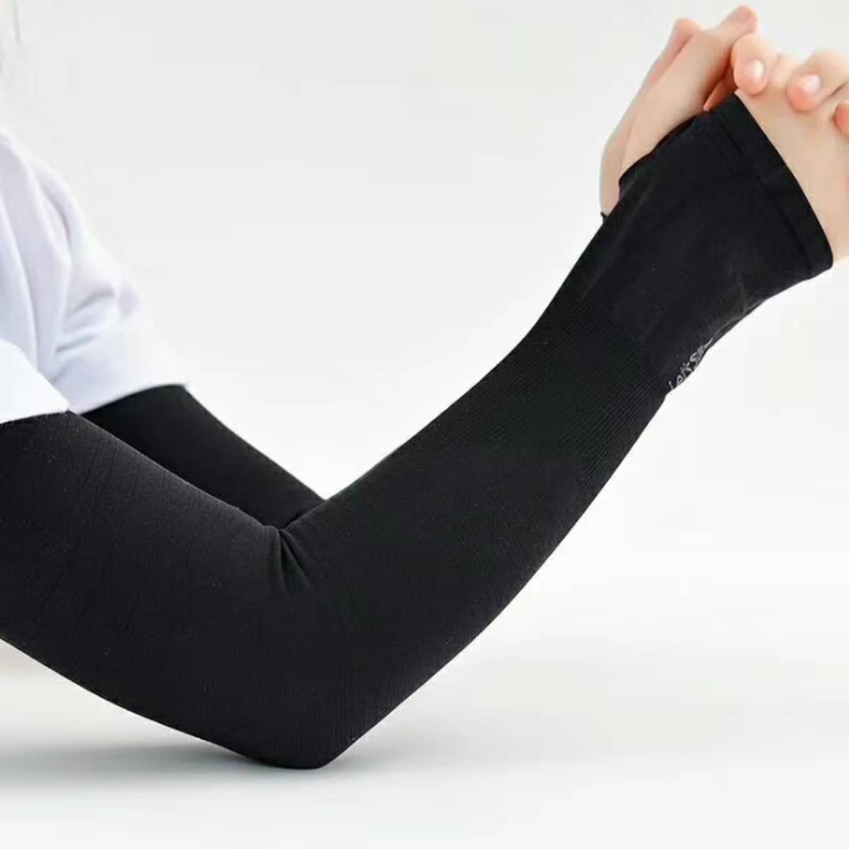 

Simple Fingerless Long Gloves, Black
