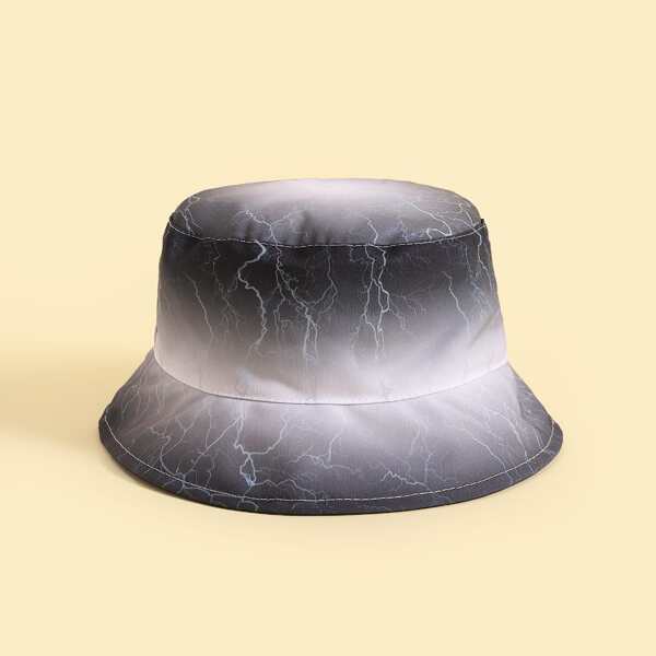 

Toddler Kids Lightning Print Ombre Bucket Hat, Black and white