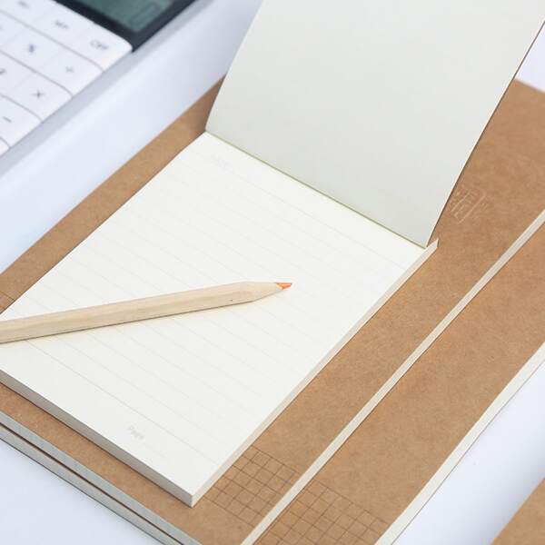 

1pc Plain Kraft Paper Notebook, Khaki