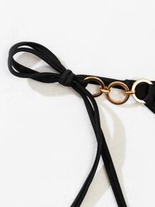 SHEIN Swim Summer Beach Ring Linked Tie Side Bikini Panty - Black - View 4