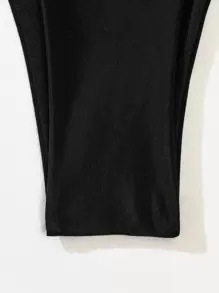 SHEIN Swim Summer Beach Ring Linked Tie Side Bikini Panty - Black - View 6