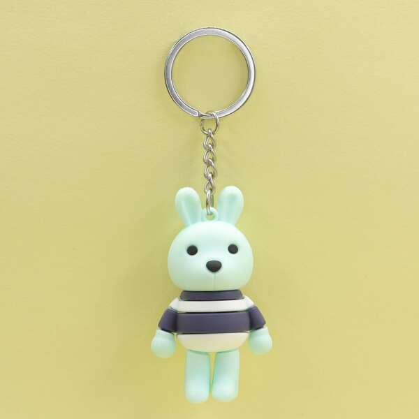 

Cartoon Rabbit Charm Keychain, Multicolor