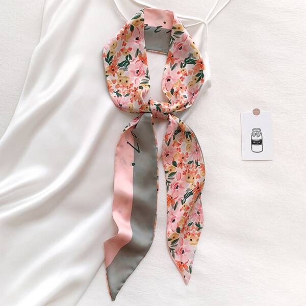 

Flower Print Twilly Scarf, Multicolor