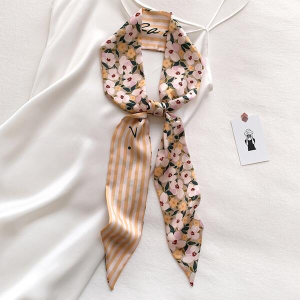 

Flower Print Twilly Scarf, Multicolor