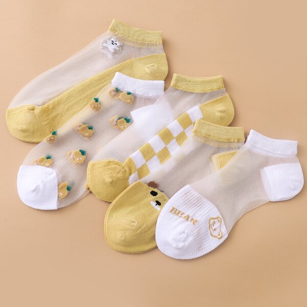 

5pairs Cartoon Graphic Socks, Multicolor