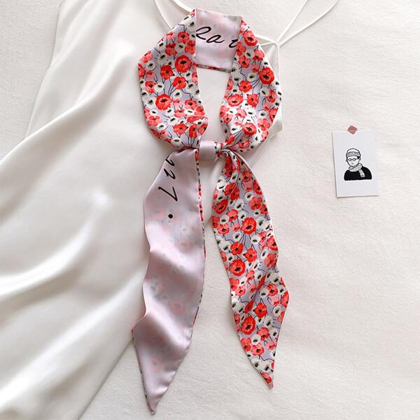 

Flower Print Twilly Scarf, Multicolor