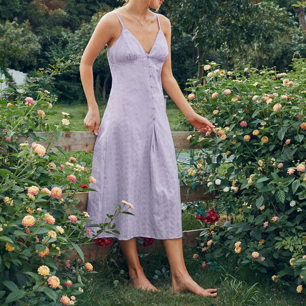 

Button Front Long Slips, Purple