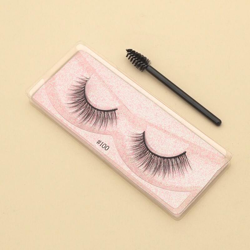 

1pair Natural False Eyelashes & 1pc Brush, Black