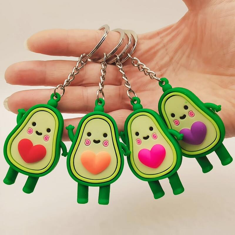 

1pc Random Cartoon Avocado Keychain, Green