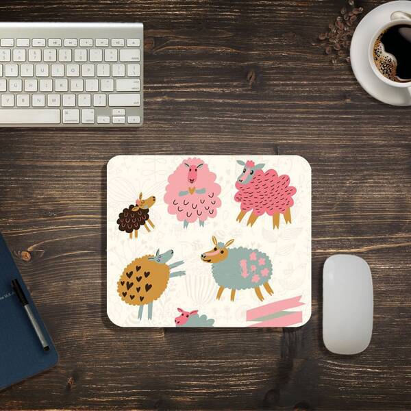 

Cartoon Sheep Print Mouse Pad, Multicolor