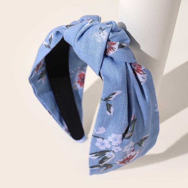 

Flower Print Knot Decor Headband, Multicolor