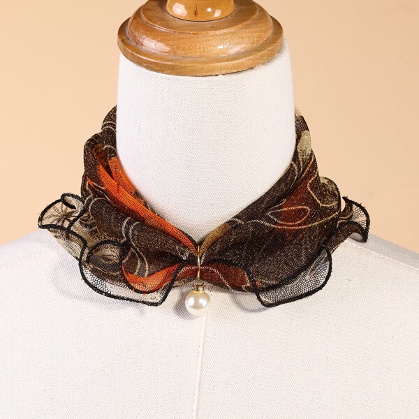 

Faux Pearl Decor Ring Scarf, Multicolor
