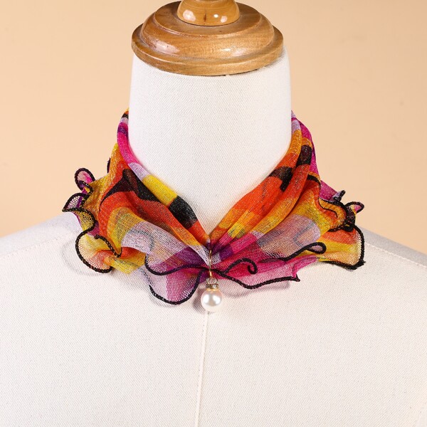 

Faux Pearl Decor Ring Scarf, Multicolor
