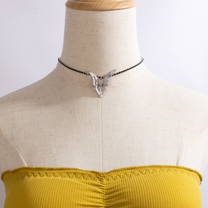

Butterfly Rhinestone Choker, Silver