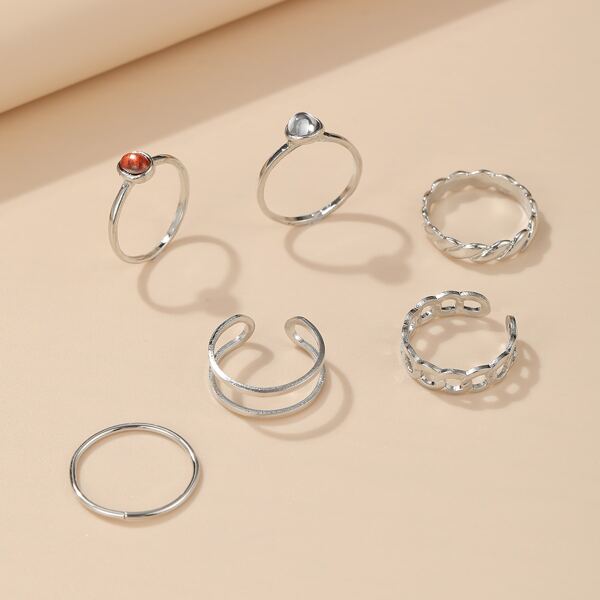 

6pcs Alloy Ring, Silver