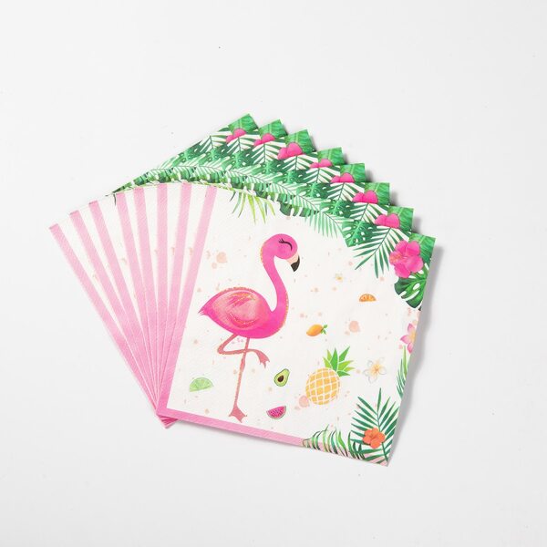 

20pcs Flamingo Print Disposable Napkin, Multicolor
