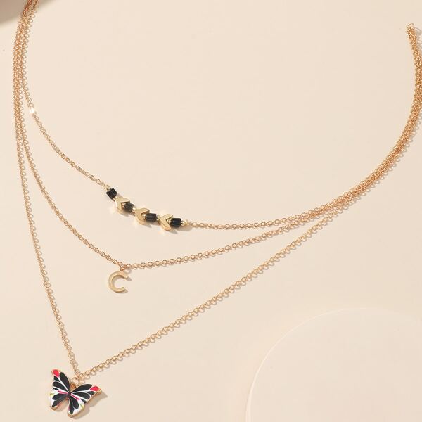 

Butterfly Charm Layered Necklace, Multicolor
