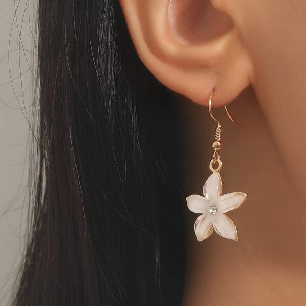 

Flower Drop Earrings, Gold