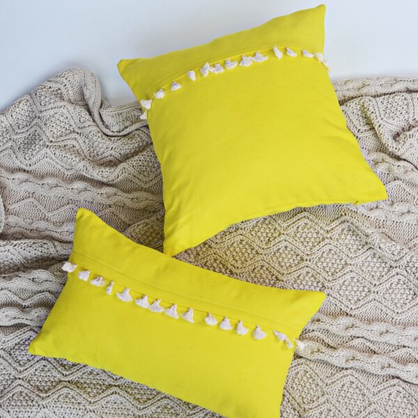 

1pc Tassel Cushion Cover Without Filler, Yellow