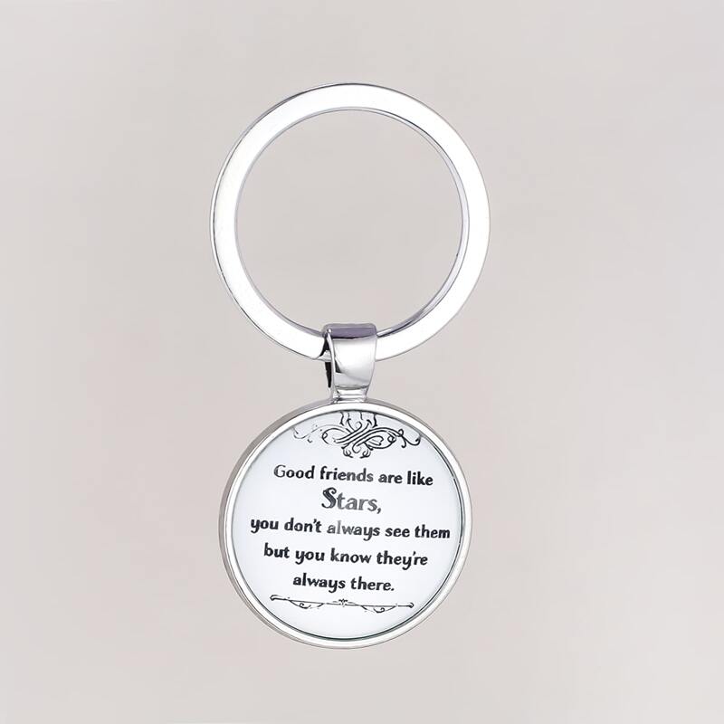

Letter Graphic Round Charm Keychain, White