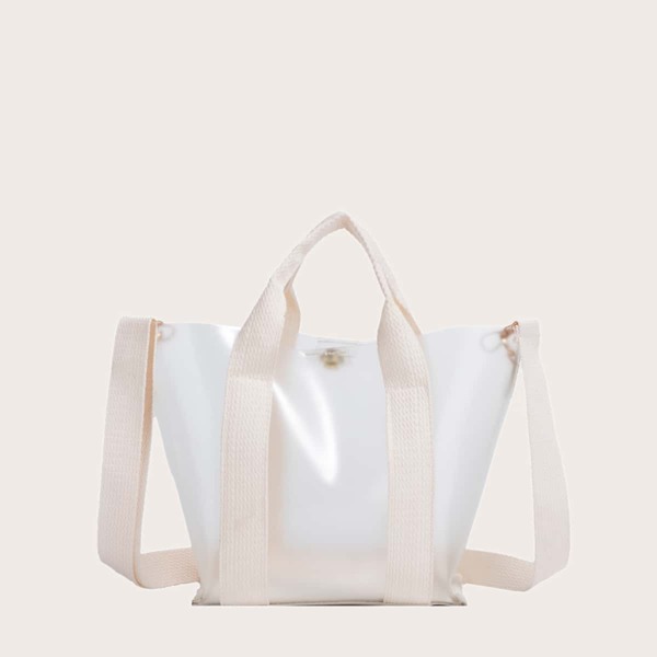 

Clear Satchel Bag, Beige