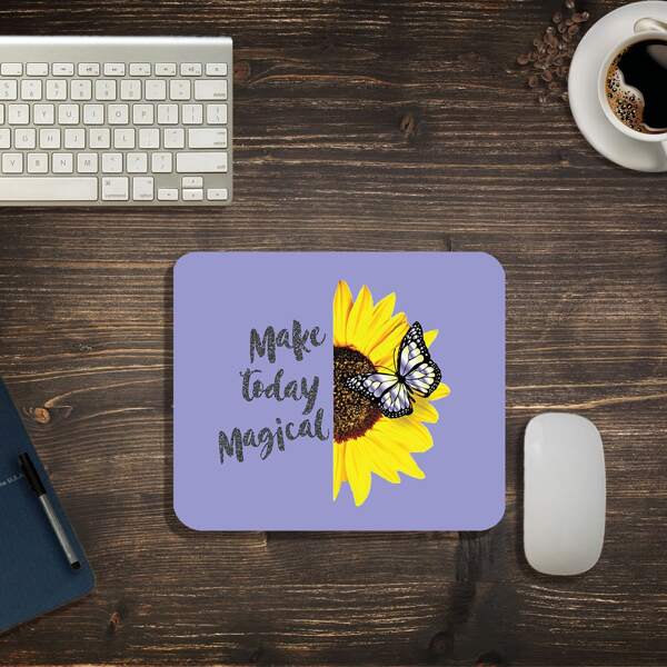 

Flower & Letter Graphic Mouse Pad, Multicolor