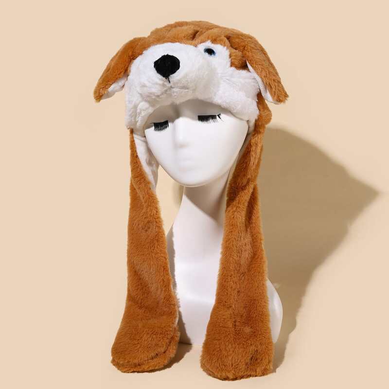 

Ear Decor Fluffy Hat, Brown