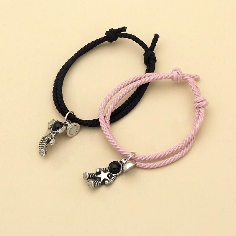 

2pcs Astronaut Rope Bracelet, Multicolor