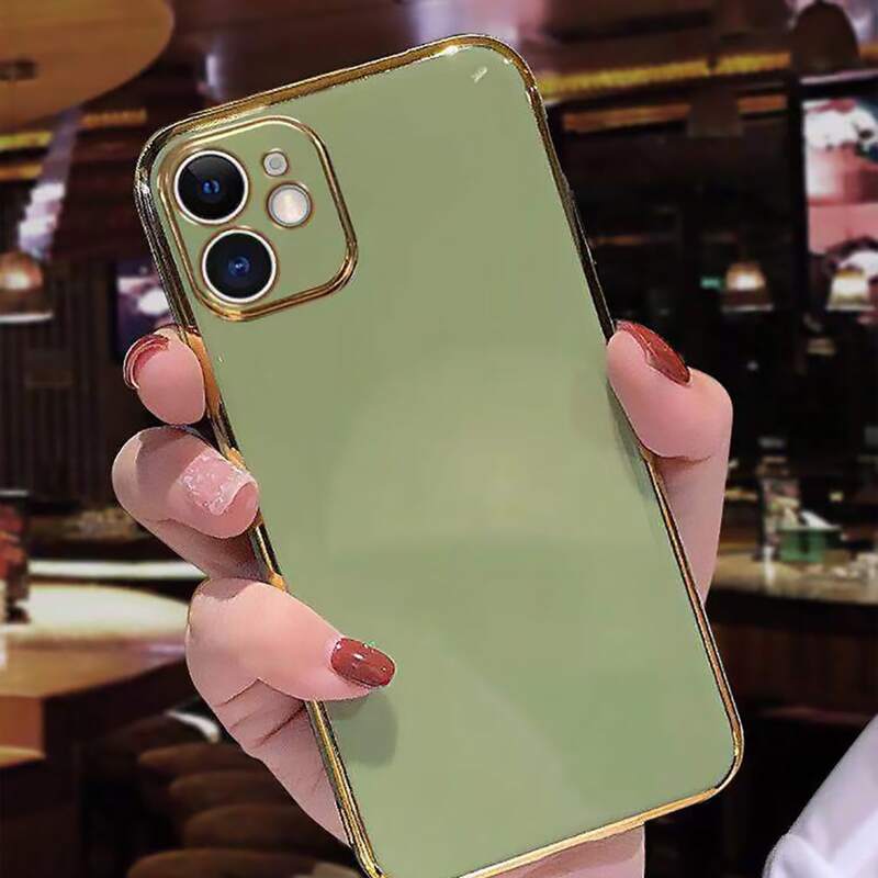 

Contrast Frame Solid Phone Case, Mint green