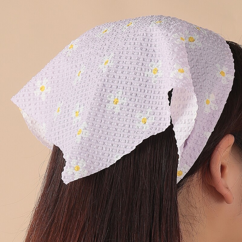 

1pc Floral Kerchief, Lilac purple
