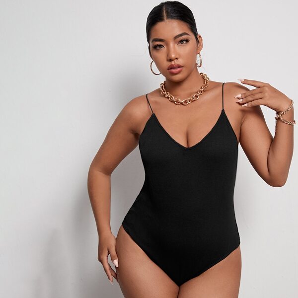 

Plus Crisscross Backless Slip Bodysuit, Black
