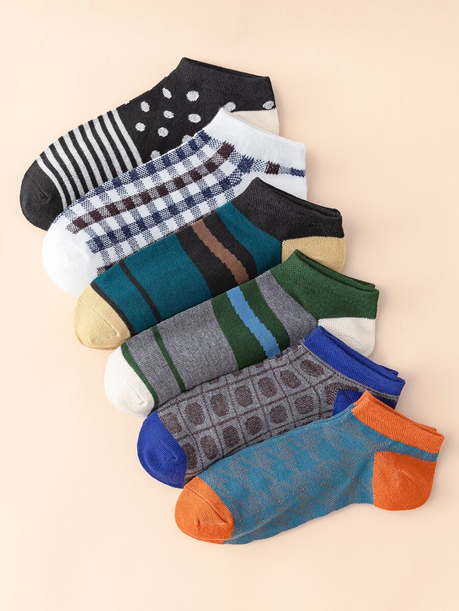 6pairs Men Plaid Socks - Multicolor - View 1